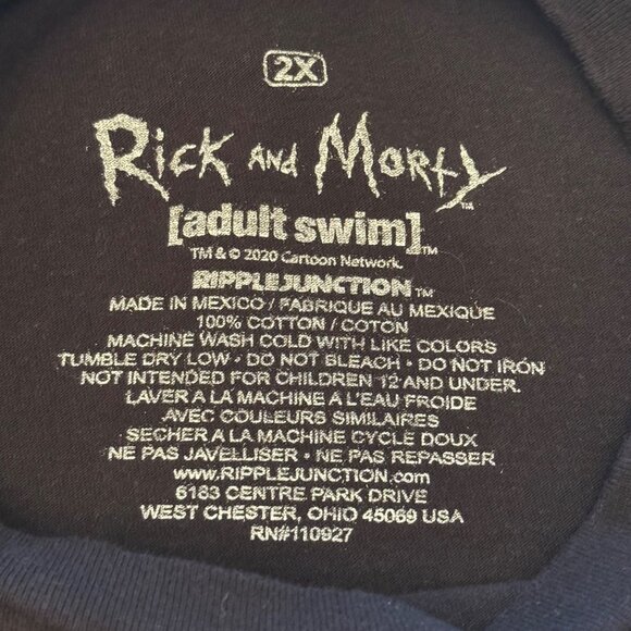 Rick & Morty Adult Swim Graphic Tee 2X Black 100% Cotton Funny Cartoon Design - Picture 4 of 7